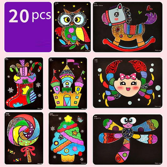 Childrens DIY Shining Magic Foil Transfer Sticker Art Kit UK