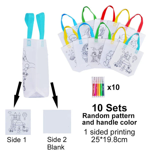 DIY Graffiti Colouring Tote Bags with Markers for Kids UK