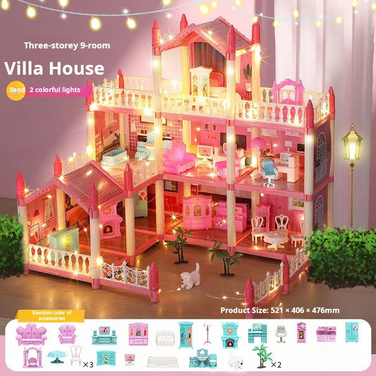 DIY Princess Castle Villa 3D Dollhouse with Lights UK