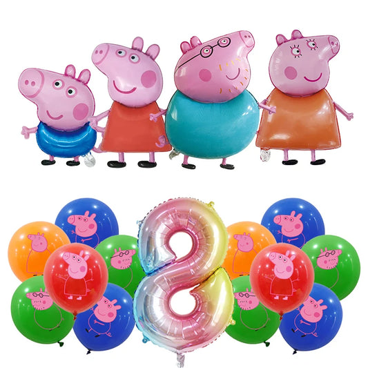 Peppa Pig Birthday Party Decoration Balloon Set with Number and Tableware UK