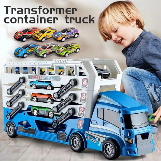Ejector Container Truck Toy with 6 Alloy Pull Back Cars for Kids UK