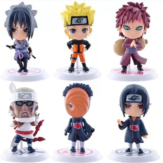 Naruto Shippuden Mini Action Figure Set 6pcs Sasuke Gaara Madara Anime Cake Toppers UK