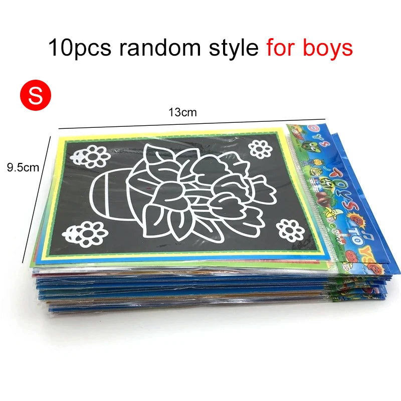 10 Piece Magic Scratch Art Cartoon Painting Cards for Kids UK