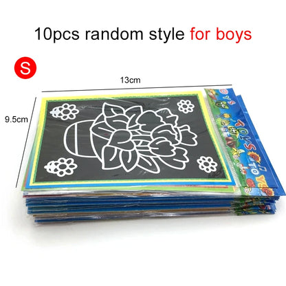 10 Piece Magic Scratch Art Cartoon Painting Cards for Kids UK