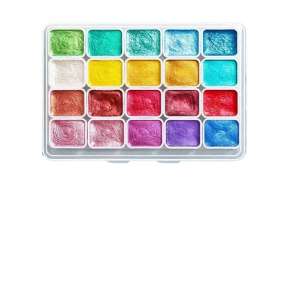 20 Colour Metallic Pearl Watercolor Painting Set Portable Tin UK