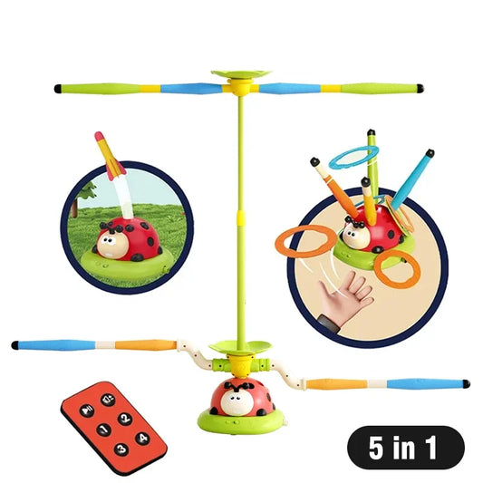 3-in-1 Musical Ladybug Jump Rope Machine and Ring Toss UK