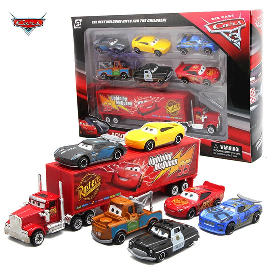 7 Piece Disney Pixar Cars 3 Toy Set with Mack Truck and Lightning McQueen UK