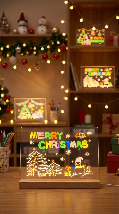 LED Note Board Night Light | DIY Erasable Message & Drawing Board with 7 Pens