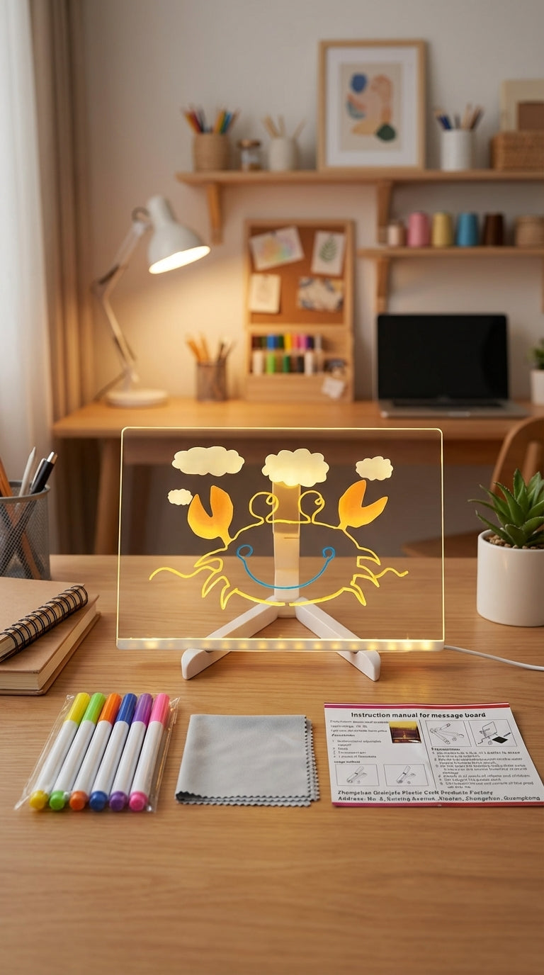 LED Note Board Night Light | DIY Erasable Message & Drawing Board with 7 Pens