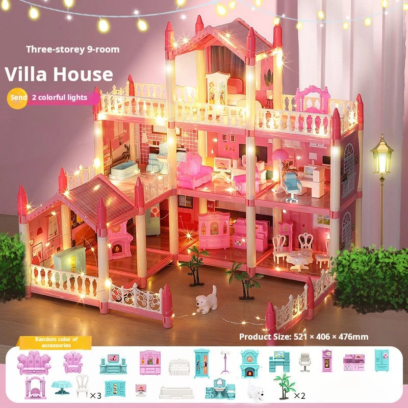 DIY Princess Castle Villa 3D Dollhouse with Lights UK