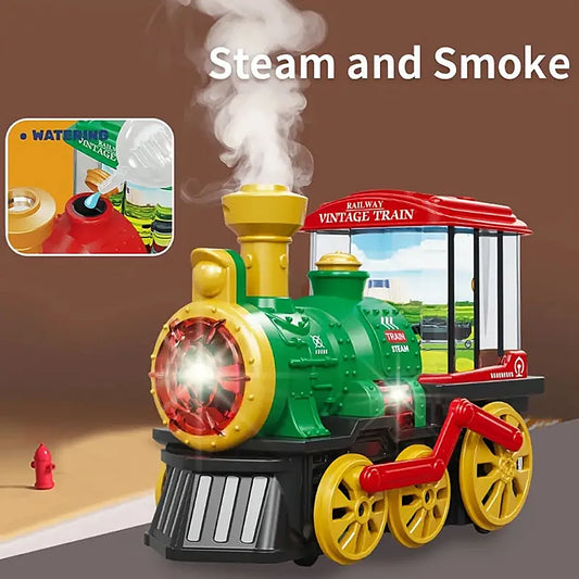 Electric Steam Train Toy with Smoke Lights and Bump and Go Action UK