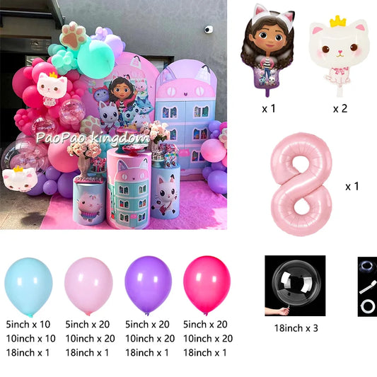 Gabbys Dollhouse Balloon Arch Garland Kit Pastel Cat Theme Birthday Decoration UK