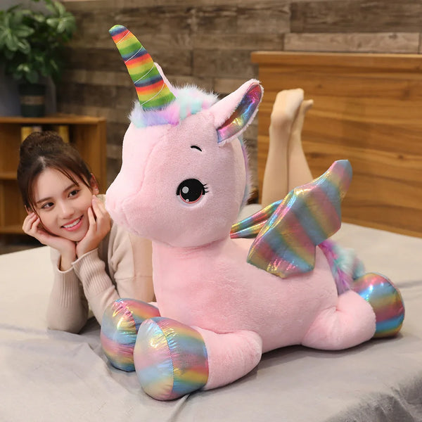 Pink Rainbow Unicorn Plush Toy Soft Sleeping Pillow for Kids UK