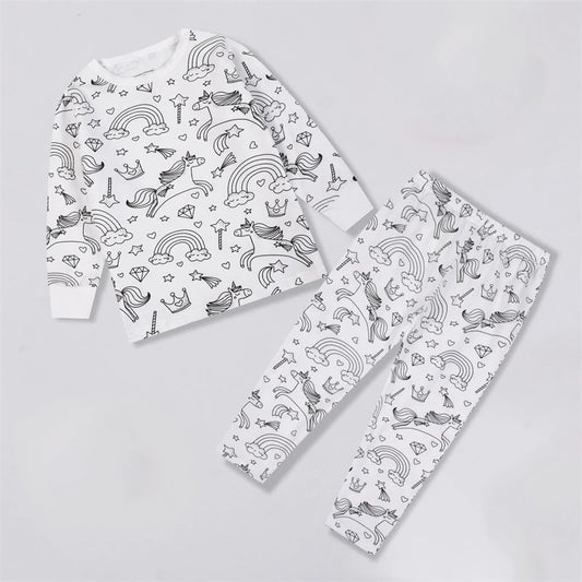 Kids DIY Color Your Own Pajama Set Cotton Creative Sleepwear UK