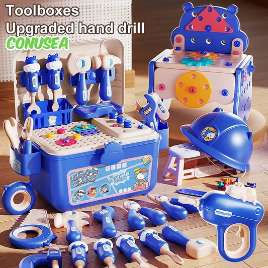 Kids Electric Drill Toolbox Puzzle Toy Creative Mosaic Assembly Set UK