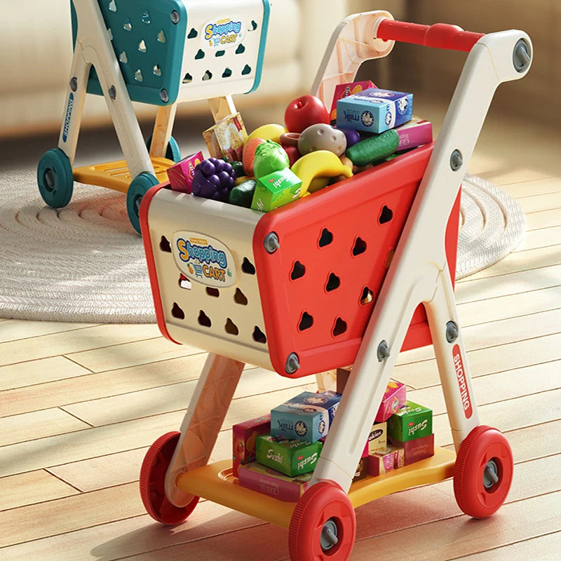 Kids Supermarket Shopping Cart Trolley Toy with Music and Play Food UK