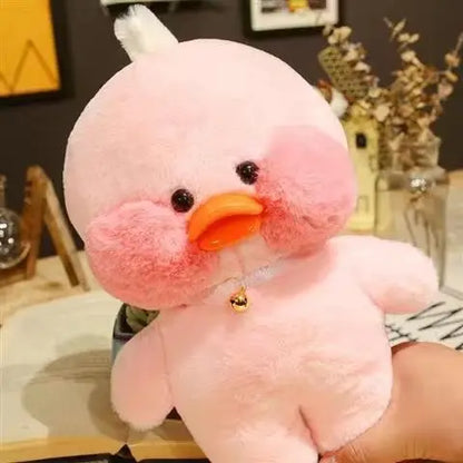 Lalafanfan Yellow Duck Plush Toy with Glasses and Clothes Kawaii Stuffed Animal UK