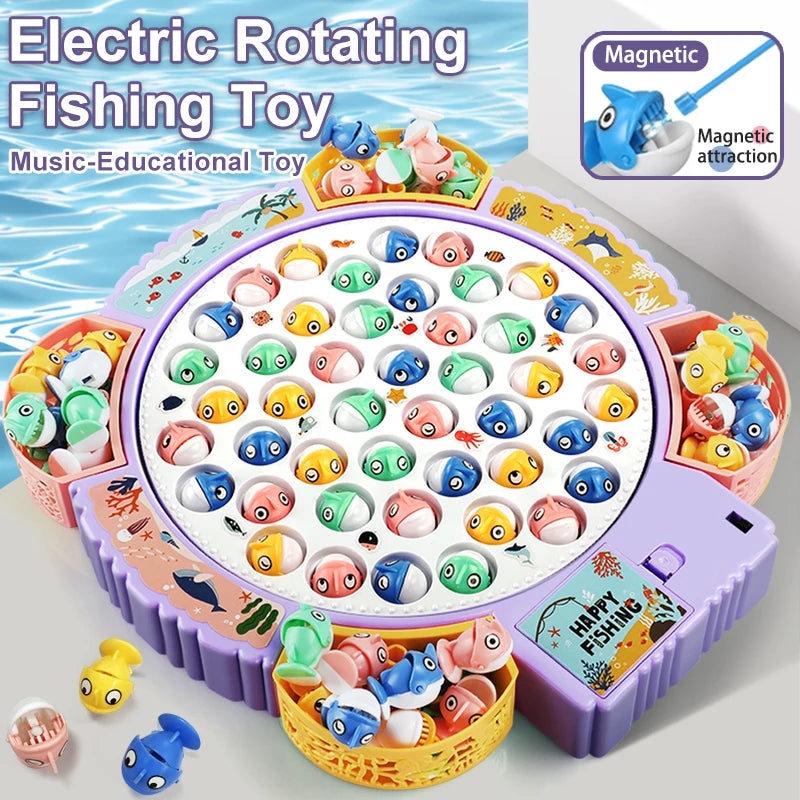 Magnetic Rotating Fishing Game Musical Toy with Rods for Kids UK