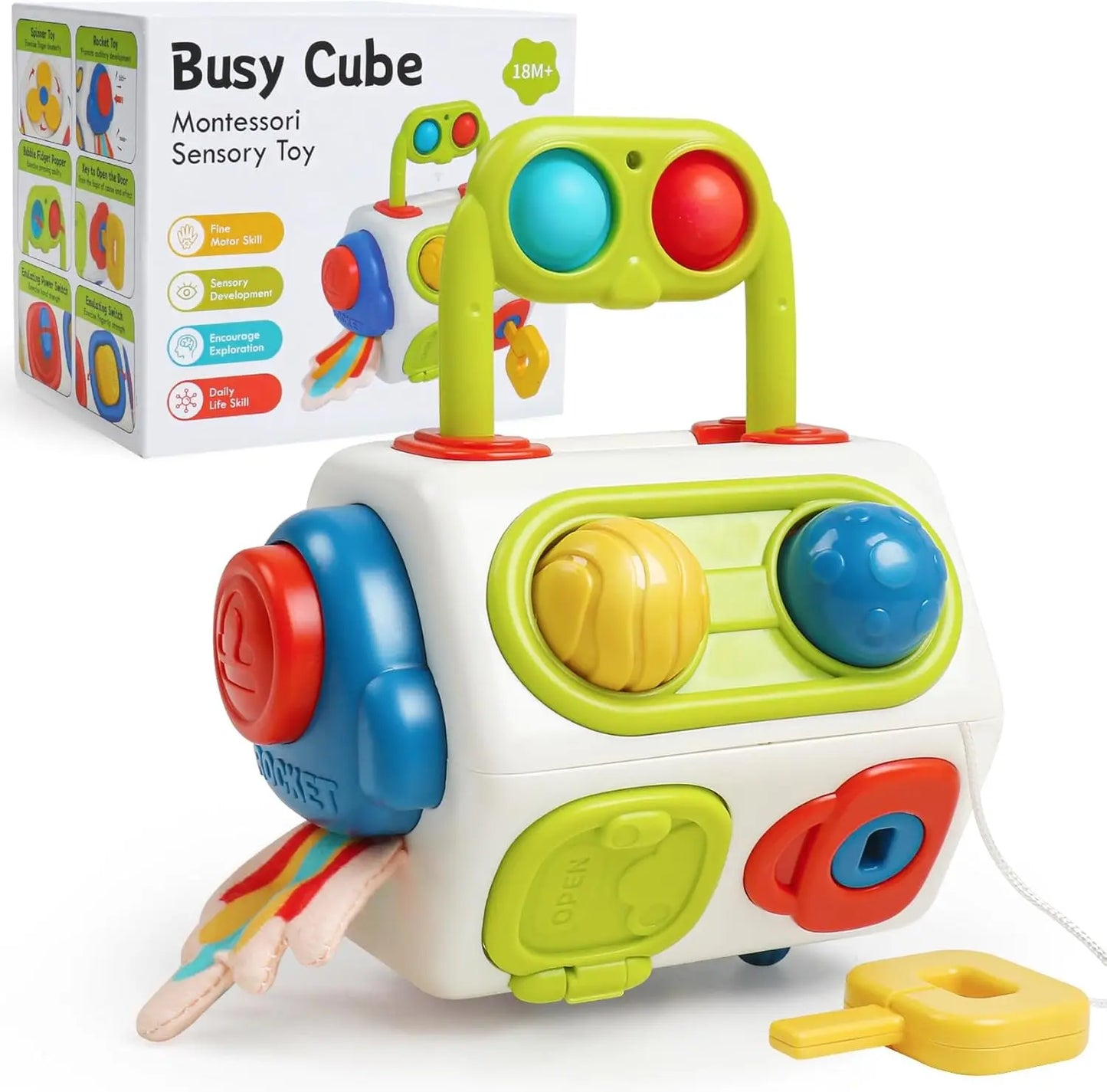 Montessori Busy Cube Sensory Activity Travel Toy for Toddlers UK