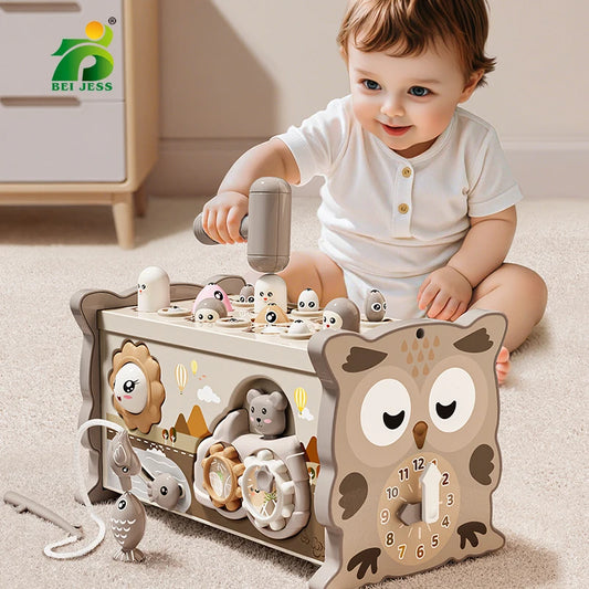 Montessori Owl Activity Cube 10 in 1 Musical Fishing and Whack a Mole Toy for Toddlers UK