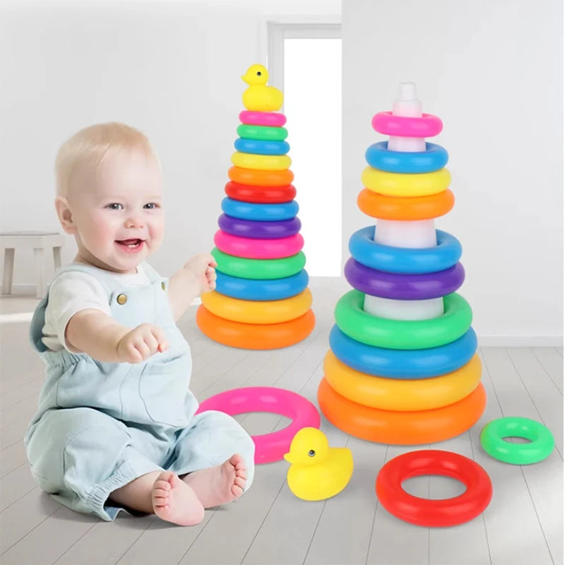 Montessori Spinning Rainbow Stacking Tower Toy for Babies and Toddlers UK