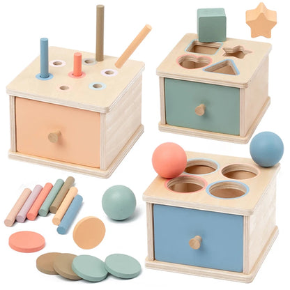 Montessori Wooden Drawer Box Shape Sorting Toy for Toddlers UK