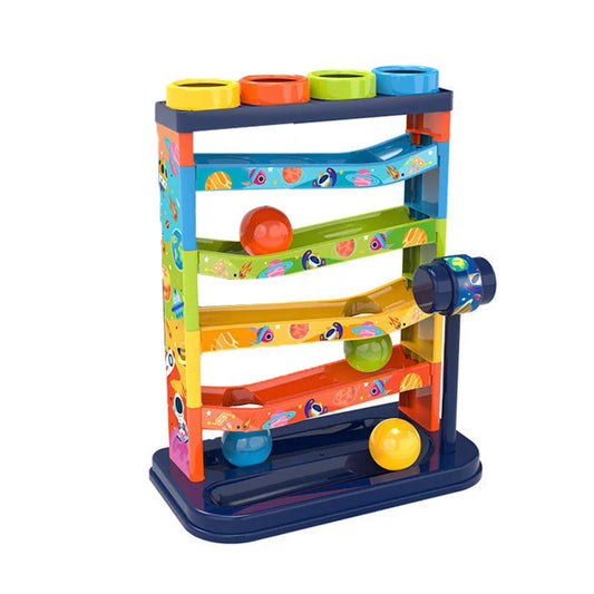 Pounding Ball Drop Tower Musical Track Toy with Hammer for Toddlers UK