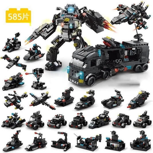 585 Piece City Police SWAT Truck Building Blocks Set and Station Toy for Kids UK