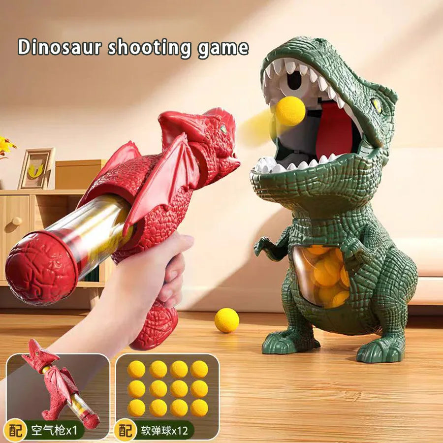 T-Rex Dinosaur Soft Ball Shooter Gun Toy for Kids Interactive Target Game UK