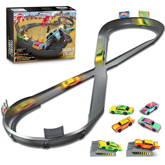 VATOS Crash Racers speed collision racing track with rechargeable cars for kids competitive racing play