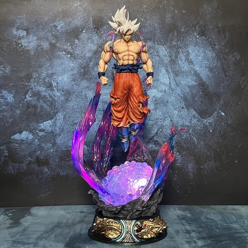 Son Goku Ultra Instinct Anime Figure Statue 25cm Silver Hair Super Saiyan PVC Model UK