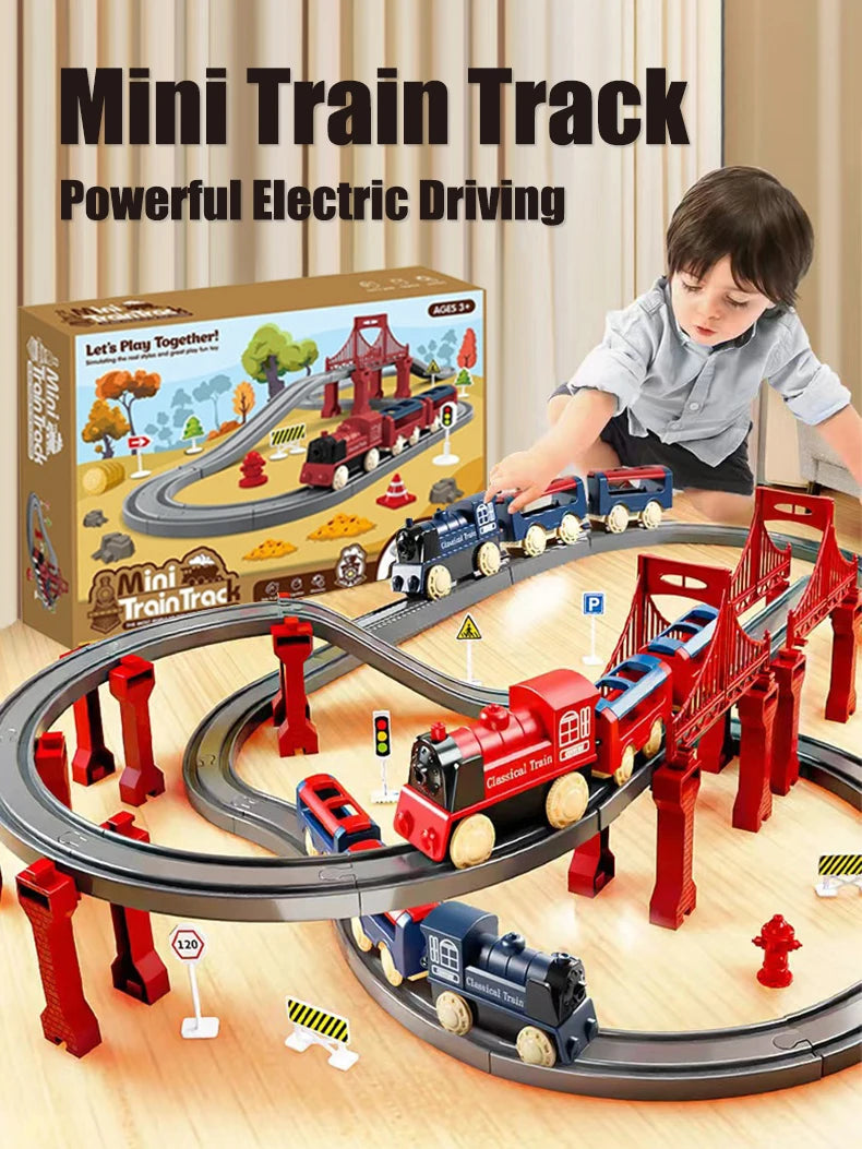 Electric Assembling Rail Train Set Simulation Model Track Toy for Kids UK