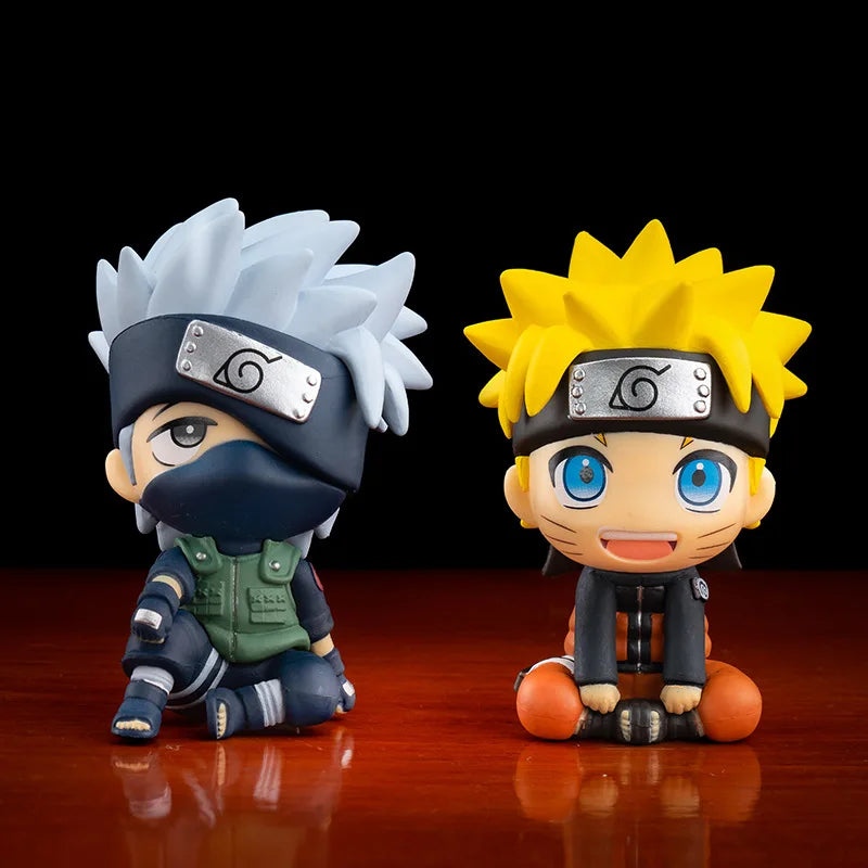 Cute Naruto Anime Figure 9cm Chibi Kakashi and Sasuke PVC Car Dashboard Ornament UK
