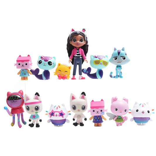 Gabbys Dollhouse 13 Piece Figure Set Cake Toppers Mercat Pandy Paws UK