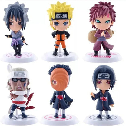 Naruto Shippuden Mini Action Figure Set 6pcs Sasuke Gaara Madara Anime Cake Toppers UK