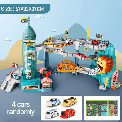 Electric Dinosaur Rail Car Adventure Track Set with Parking Lot for Kids UK