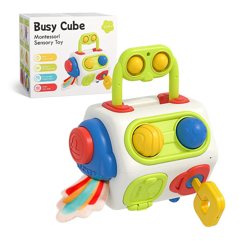Montessori Busy Cube Sensory Activity Travel Toy for Toddlers UK
