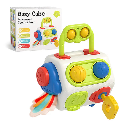 Montessori Busy Cube Sensory Activity Travel Toy for Toddlers UK