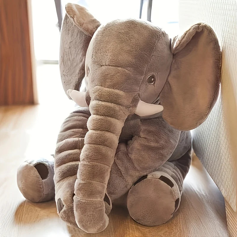 Soft Grey Elephant Plush Pillow Toy 40cm Sleeping Aid and Nursery Decor for Baby UK