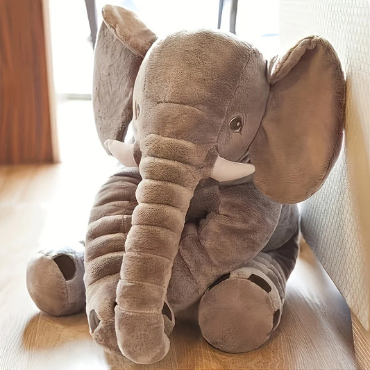 Soft Grey Elephant Plush Pillow Toy 40cm Sleeping Aid and Nursery Decor for Baby UK