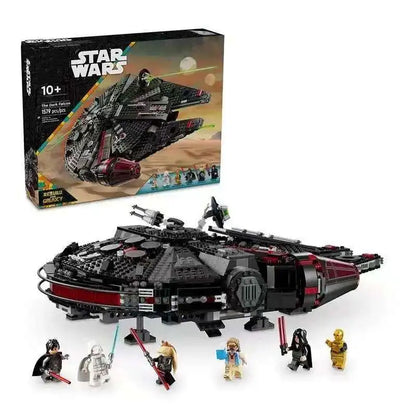 Falcon compatible dark spaceship building blocks model 75389 for kids and collectors