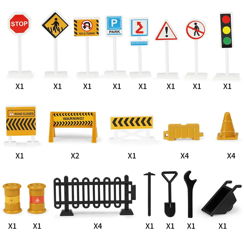 “10 in 1 construction truck transporter set with die-cast vehicles for kids”