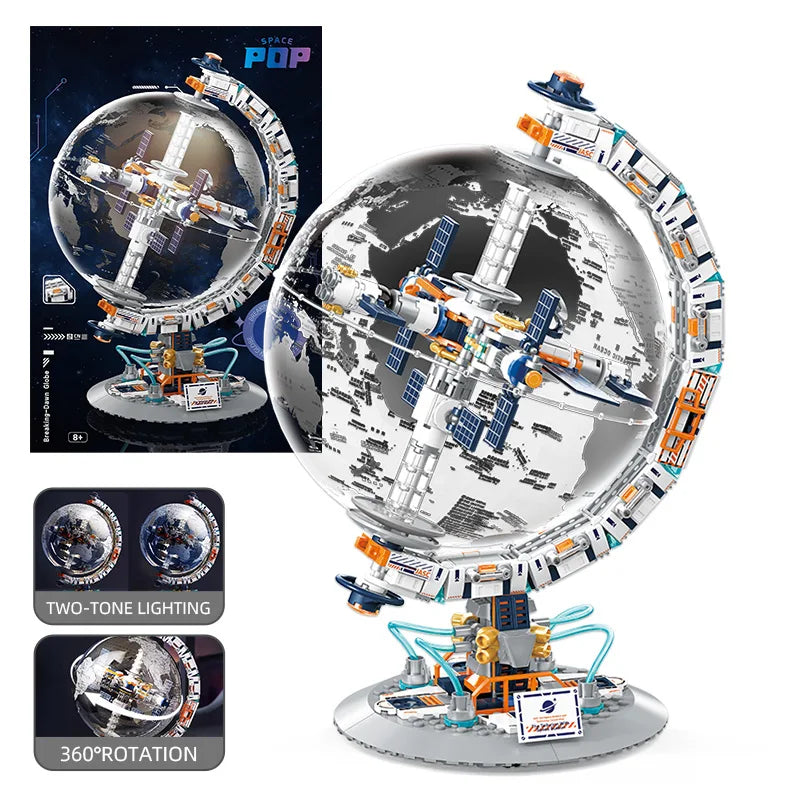 Creative Space Station Building Blocks Construction Toy with Transparent Globe High Tech Sci Fi Brick Set UK