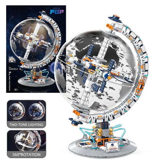 Creative Space Station Building Blocks Construction Toy with Transparent Globe High Tech Sci Fi Brick Set UK