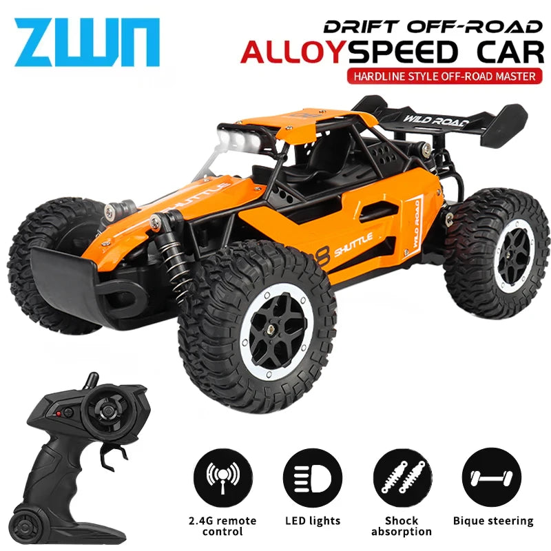 ZWN RC Off Road Buggy 2WD High Speed Alloy Climbing Car with LED Lights UK