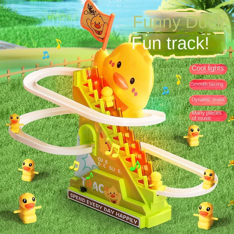Stair Climbing Ducks Musical Roller Coaster Toy with Flashing Lights UK