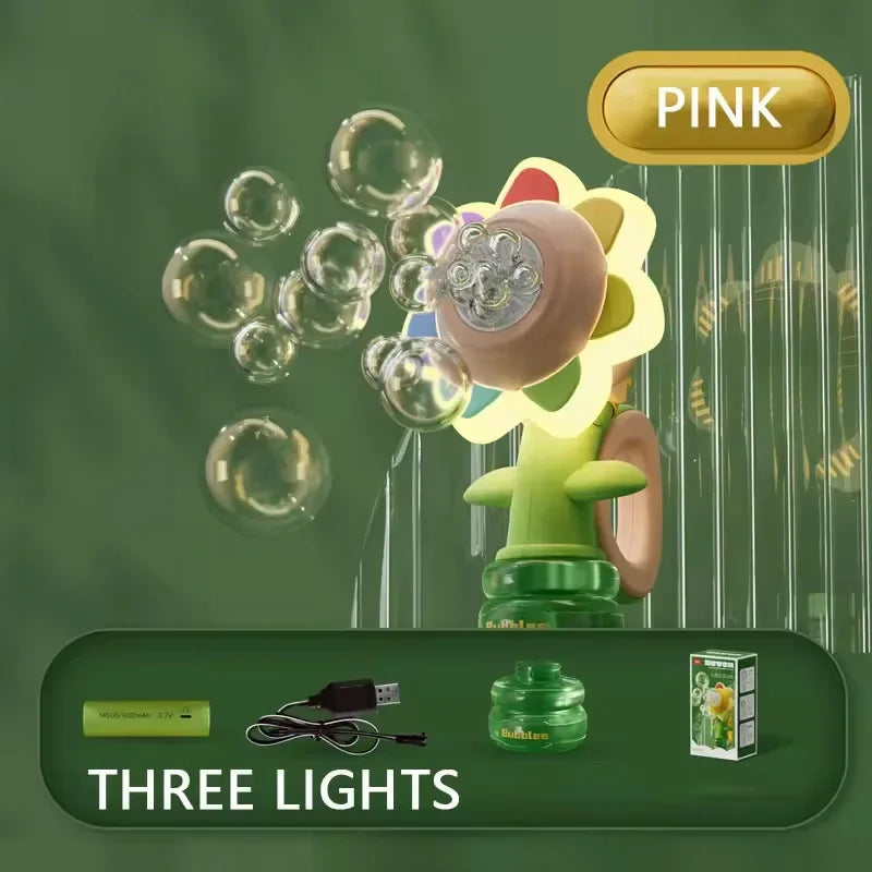 Sunflower Bubble Machine with Night Light and Swing Mode for Kids UK