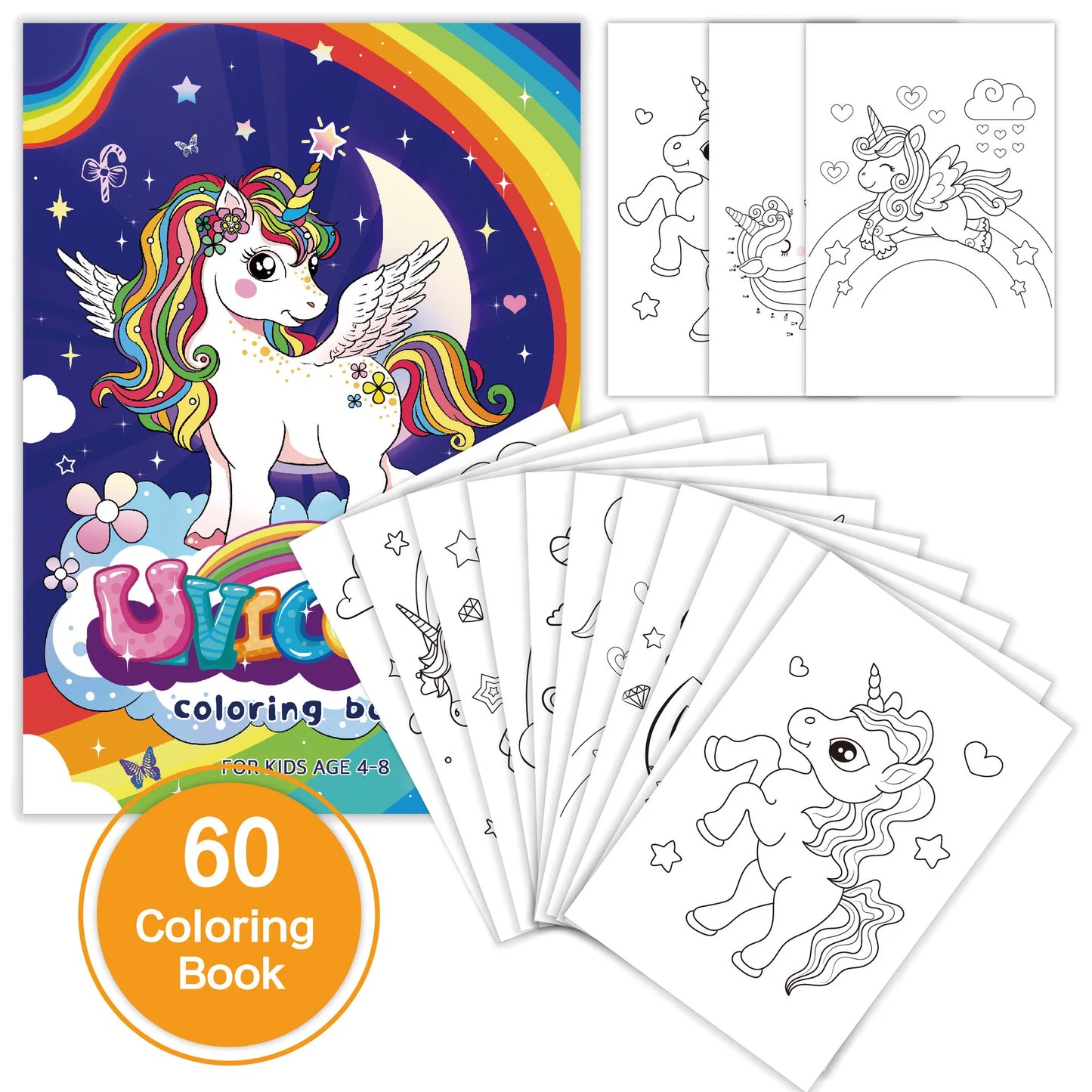Unicorn and Mermaid Cartoon Colouring Book 60 Pages UK
