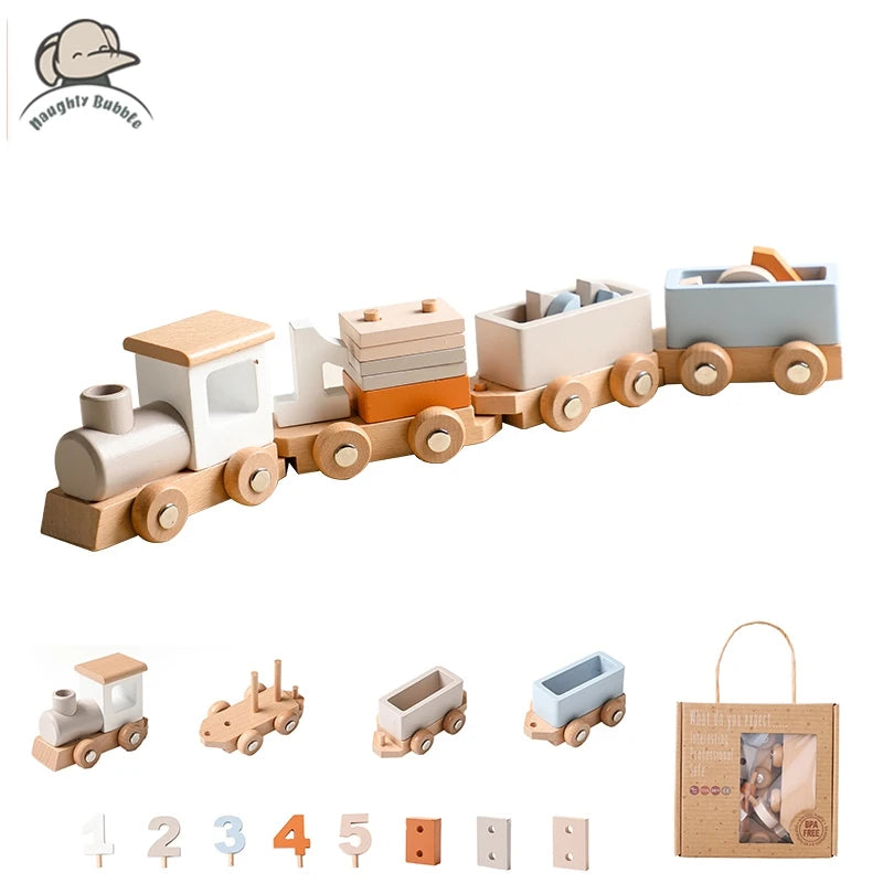 Wooden Number Train Set Montessori Educational Pull Along Toy for Baby UK
